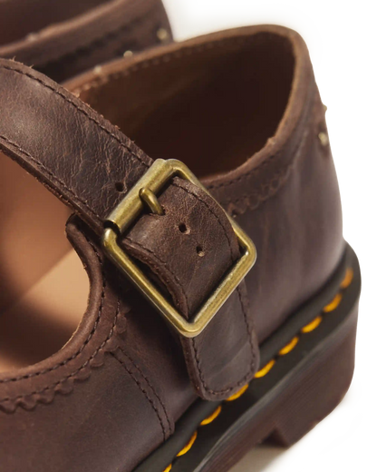 Mary Jane Flower Crazy Horse Leather Shoes