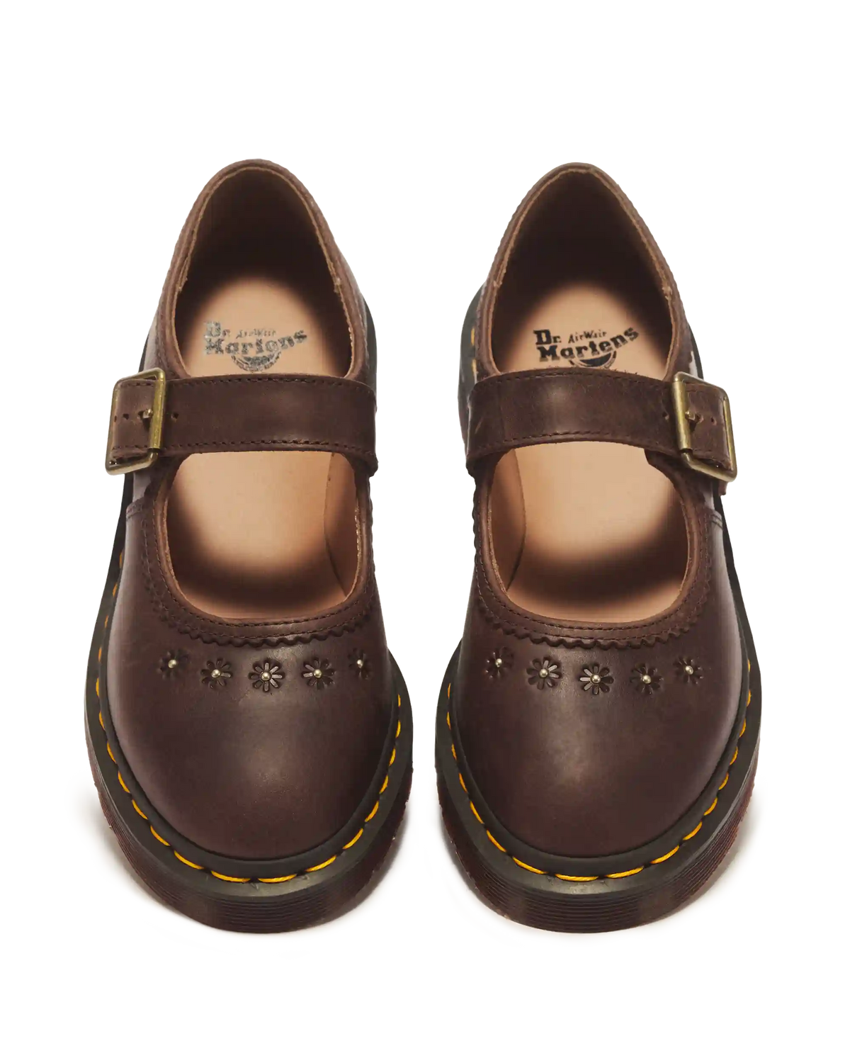 Mary Jane Flower Crazy Horse Leather Shoes
