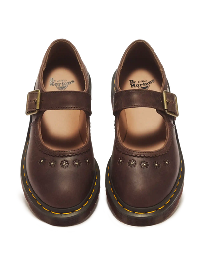 Mary Jane Flower Crazy Horse Leather Shoes