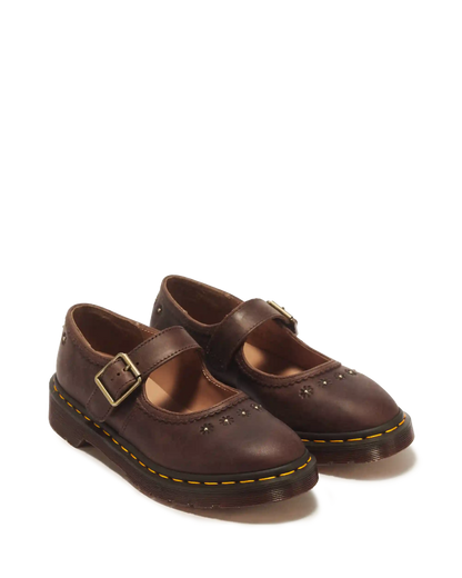 Mary Jane Flower Crazy Horse Leather Shoes