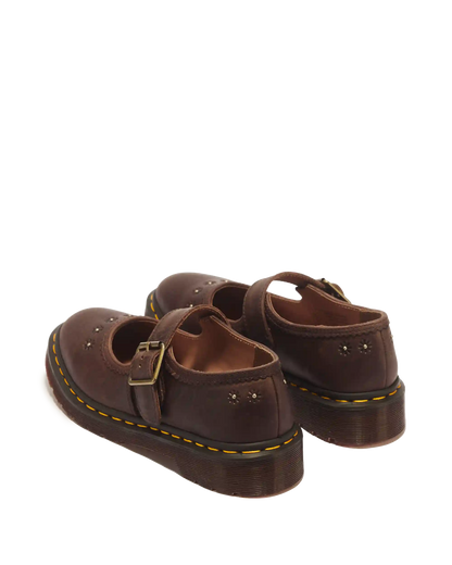 Mary Jane Flower Crazy Horse Leather Shoes