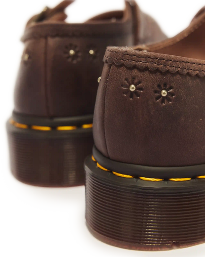 Mary Jane Flower Crazy Horse Leather Shoes