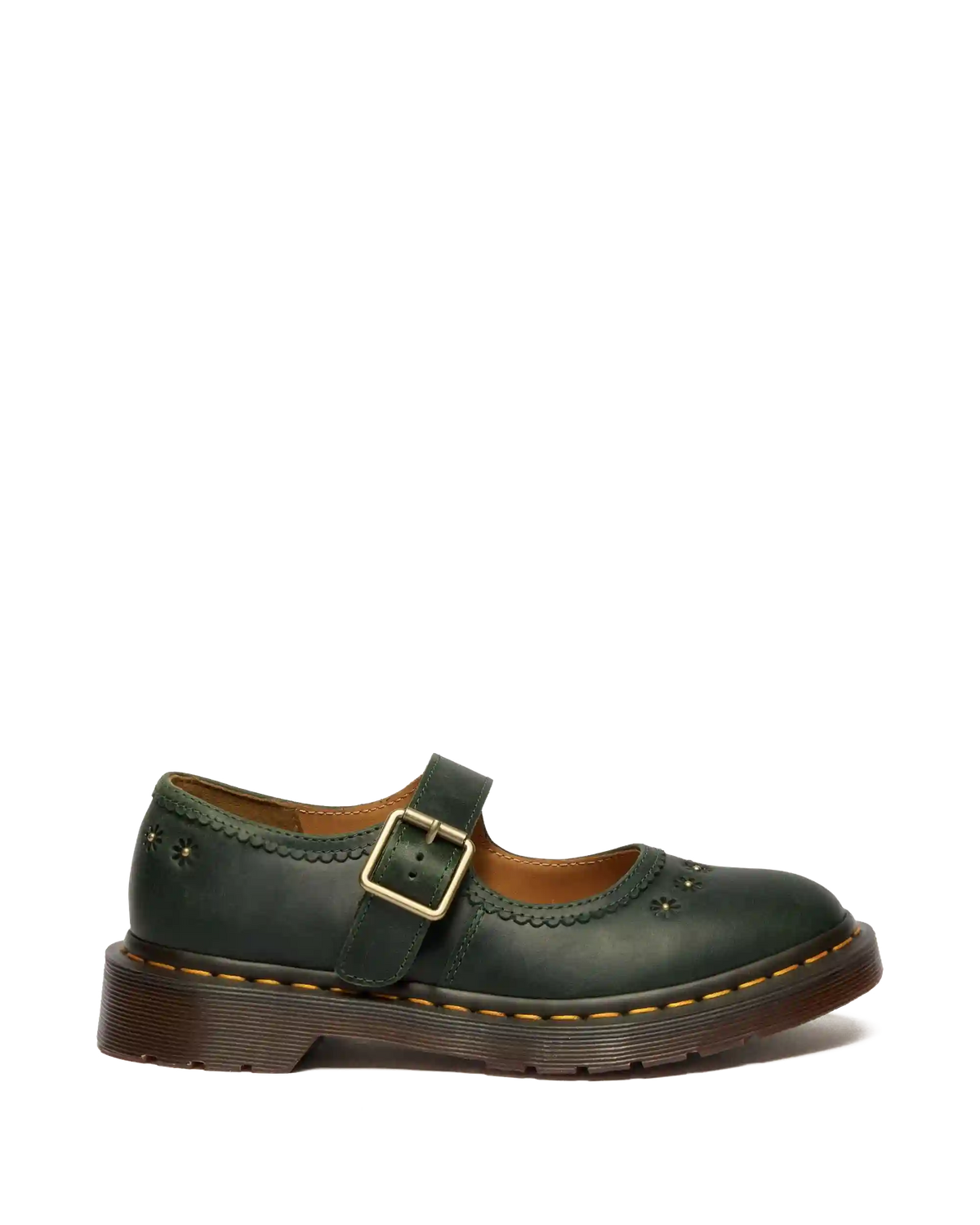 Mary Jane Flower Crazy Horse Leather Shoes