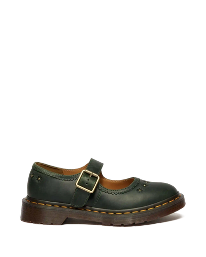 Mary Jane Flower Crazy Horse Leather Shoes