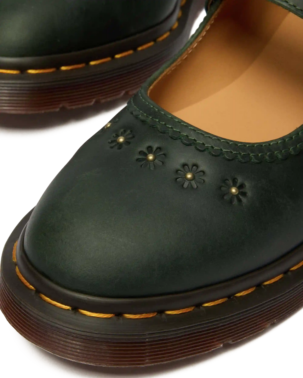 Mary Jane Flower Crazy Horse Leather Shoes