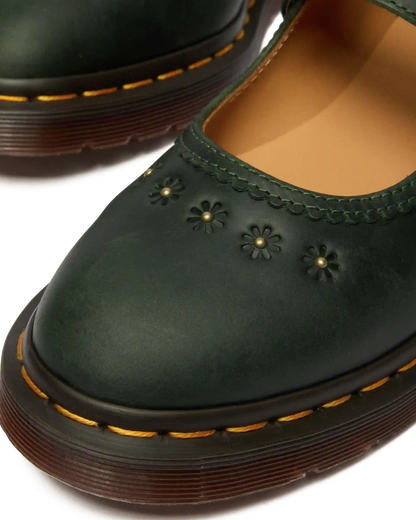 Mary Jane Flower Crazy Horse Leather Shoes