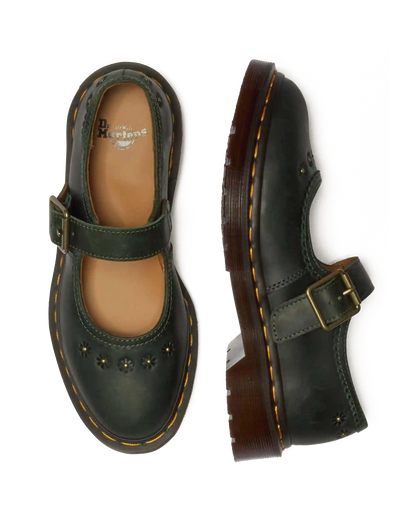Mary Jane Flower Crazy Horse Leather Shoes
