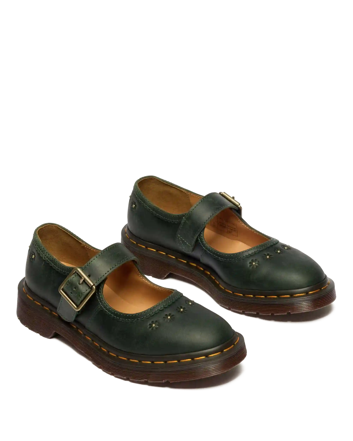 Mary Jane Flower Crazy Horse Leather Shoes