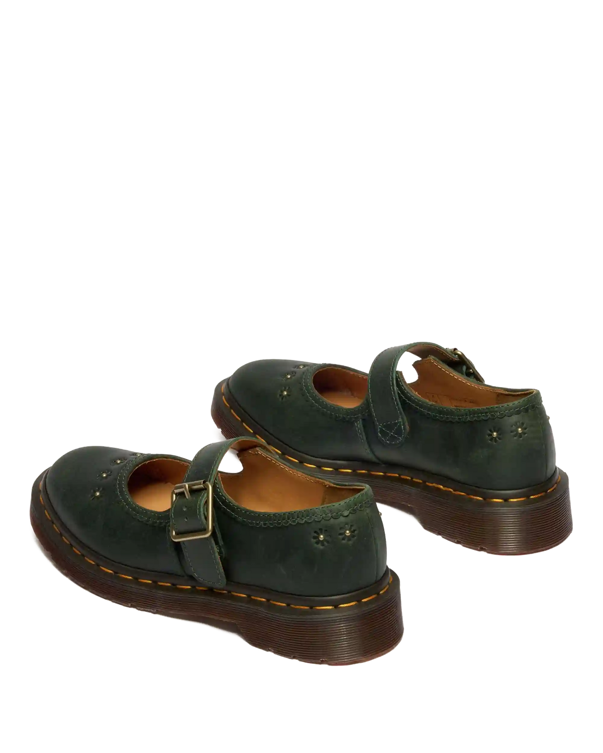 Mary Jane Flower Crazy Horse Leather Shoes
