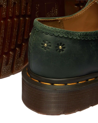 Mary Jane Flower Crazy Horse Leather Shoes