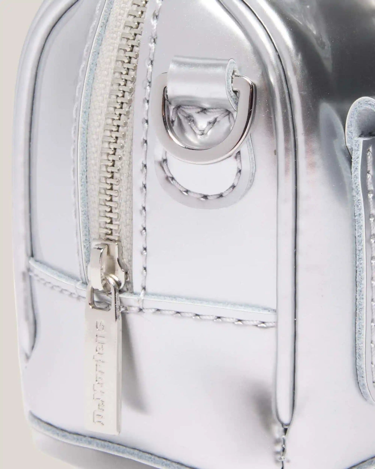 Mini Top Handle Bag Bag Silver Metallic Patent Lamper