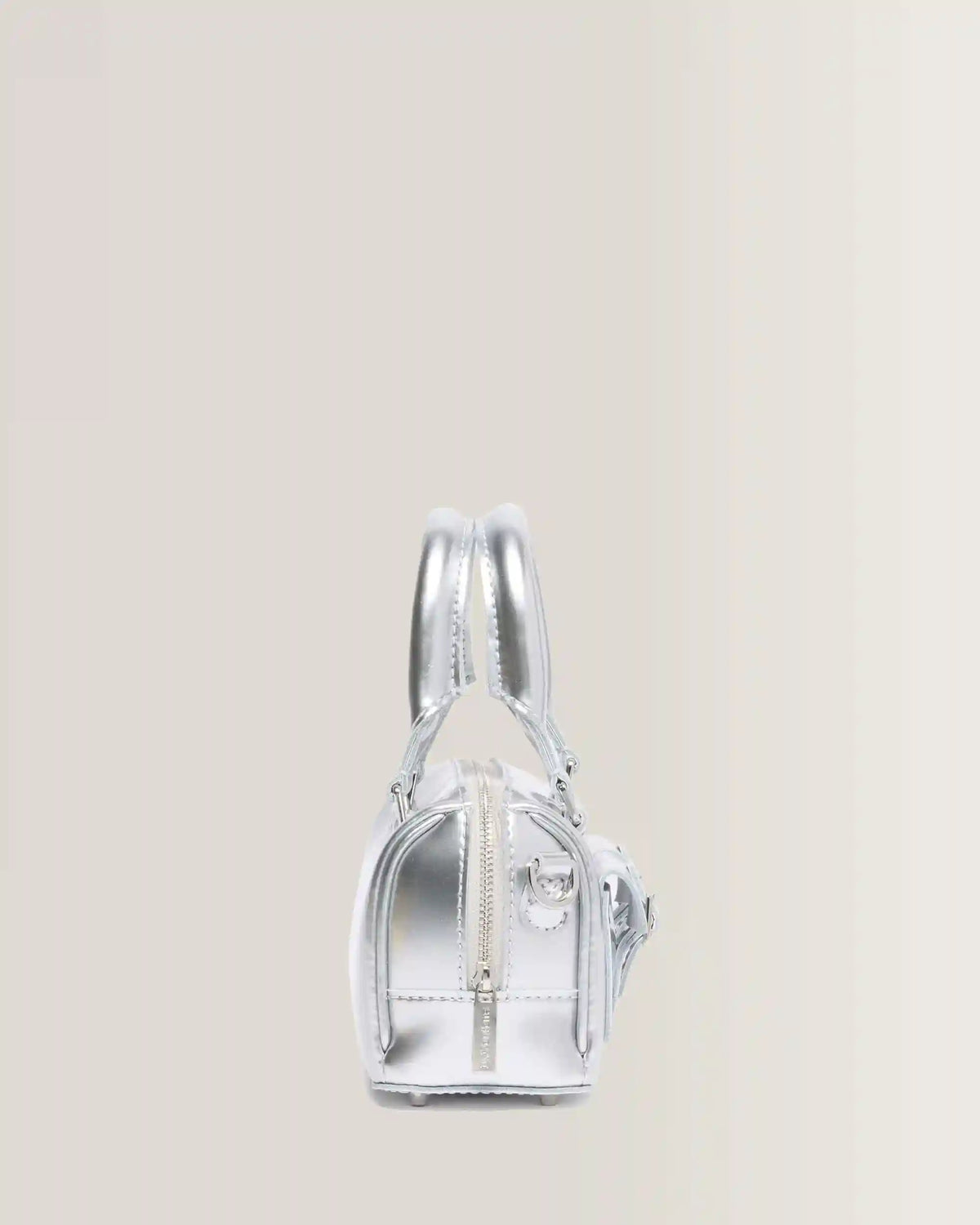 Mini Top Handle Bag Bag Silver Metallic Patent Lamper