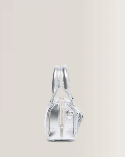 Mini Top Handle Bag Bag Silver Metallic Patent Lamper
