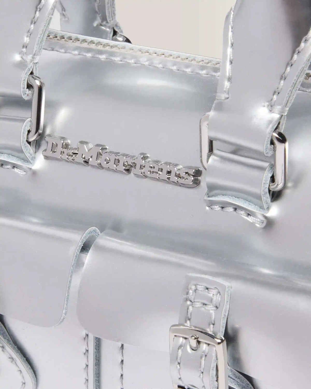Mini Top Handle Bag Bag Silver Metallic Patent Lamper