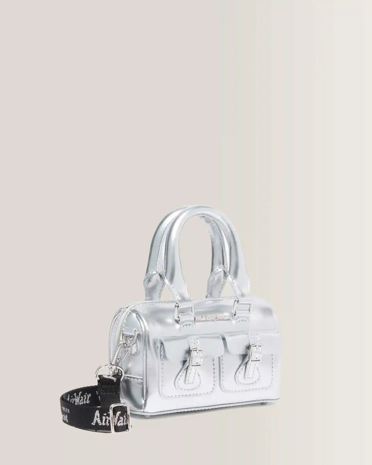 Mini Top Handle Bag Bag Silver Metallic Patent Lamper