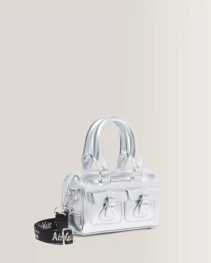Mini Top Handle Bag Bag Silver Metallic Patent Lamper