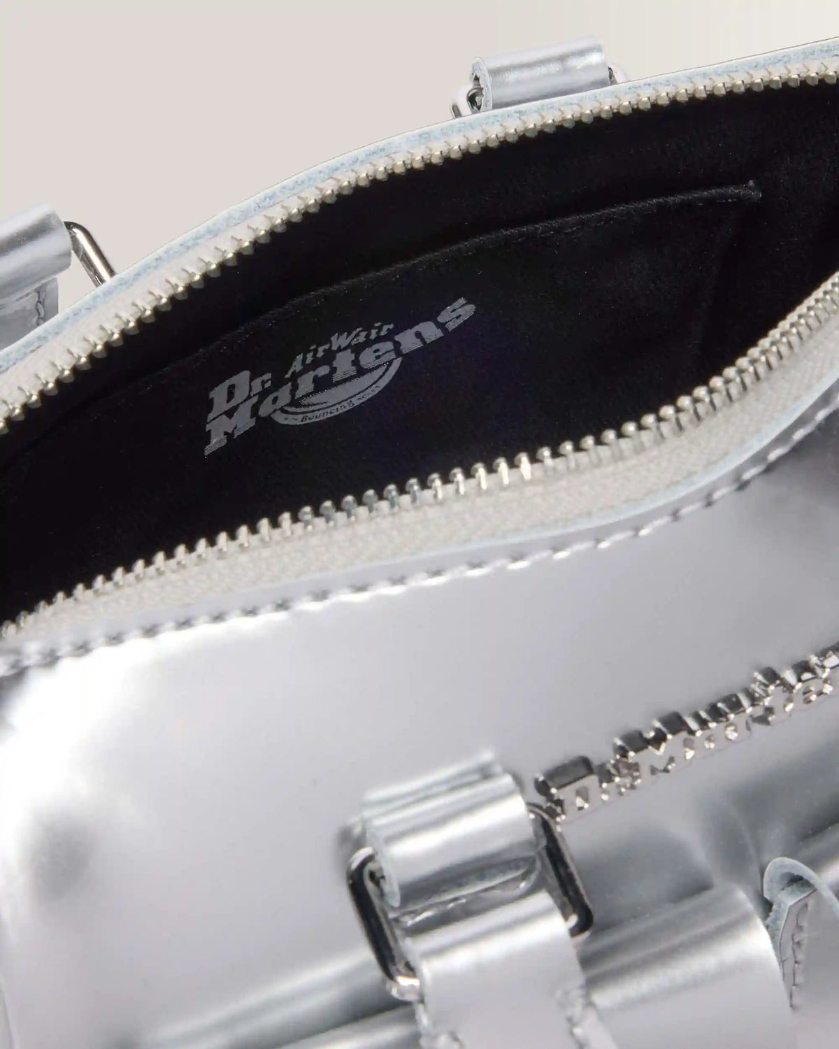 Mini Top Handle Bag Bag Silver Metallic Patent Lamper