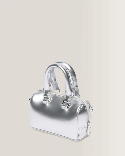 Mini Top Handle Bag Bag Silver Metallic Patent Lamper