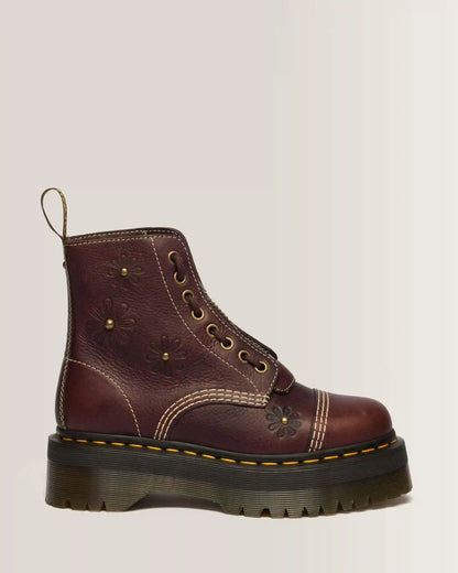Sinclair Flower Grizzly Leather Platform Boots