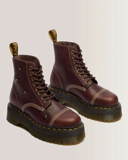 Sinclair Flower Grizzly Leather Platform Boots