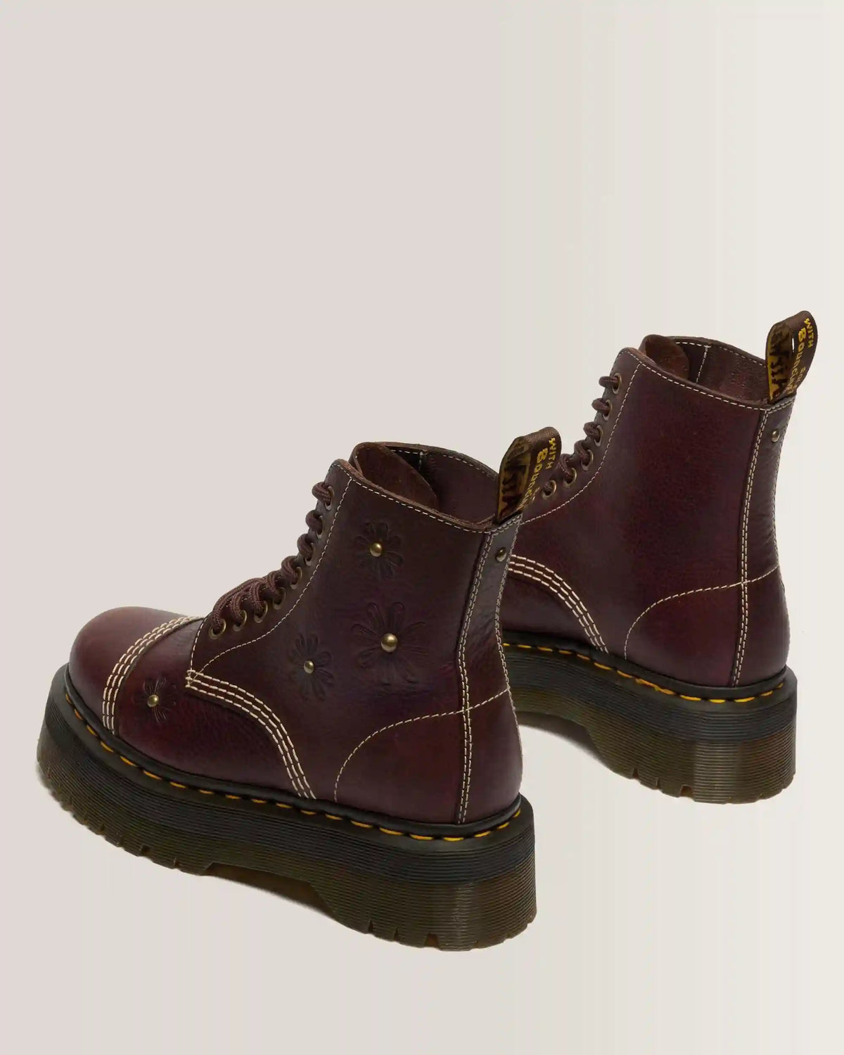 Sinclair Flower Grizzly Leather Platform Boots