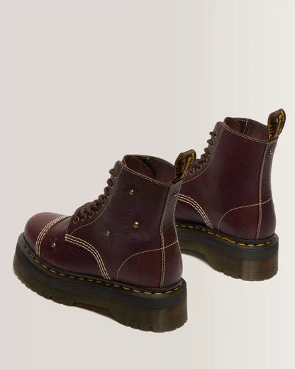 Sinclair Flower Grizzly Leather Platform Boots