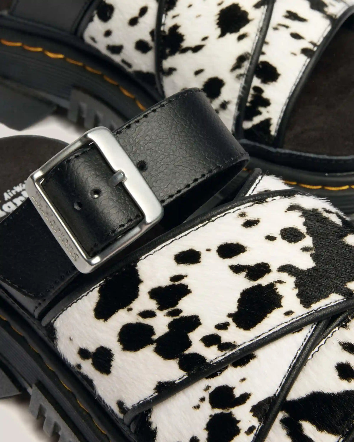 Mattison Slide Dalmatian Hair On Leather Sandals