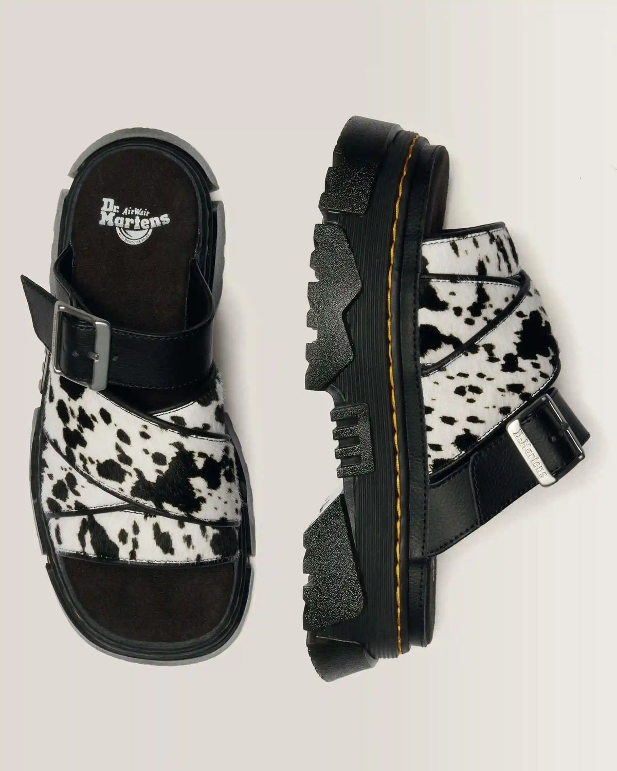 Mattison Slide Dalmatian Hair On Leather Sandals