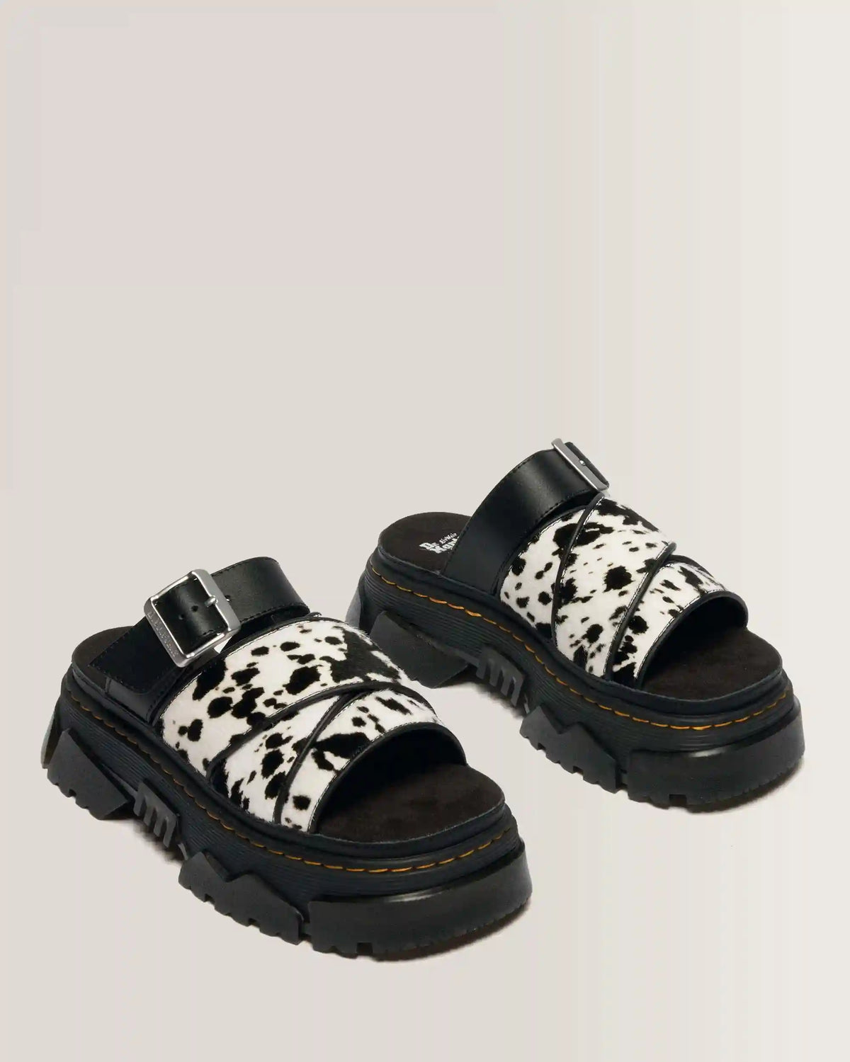 Mattison Slide Dalmatian Hair On Leather Sandals