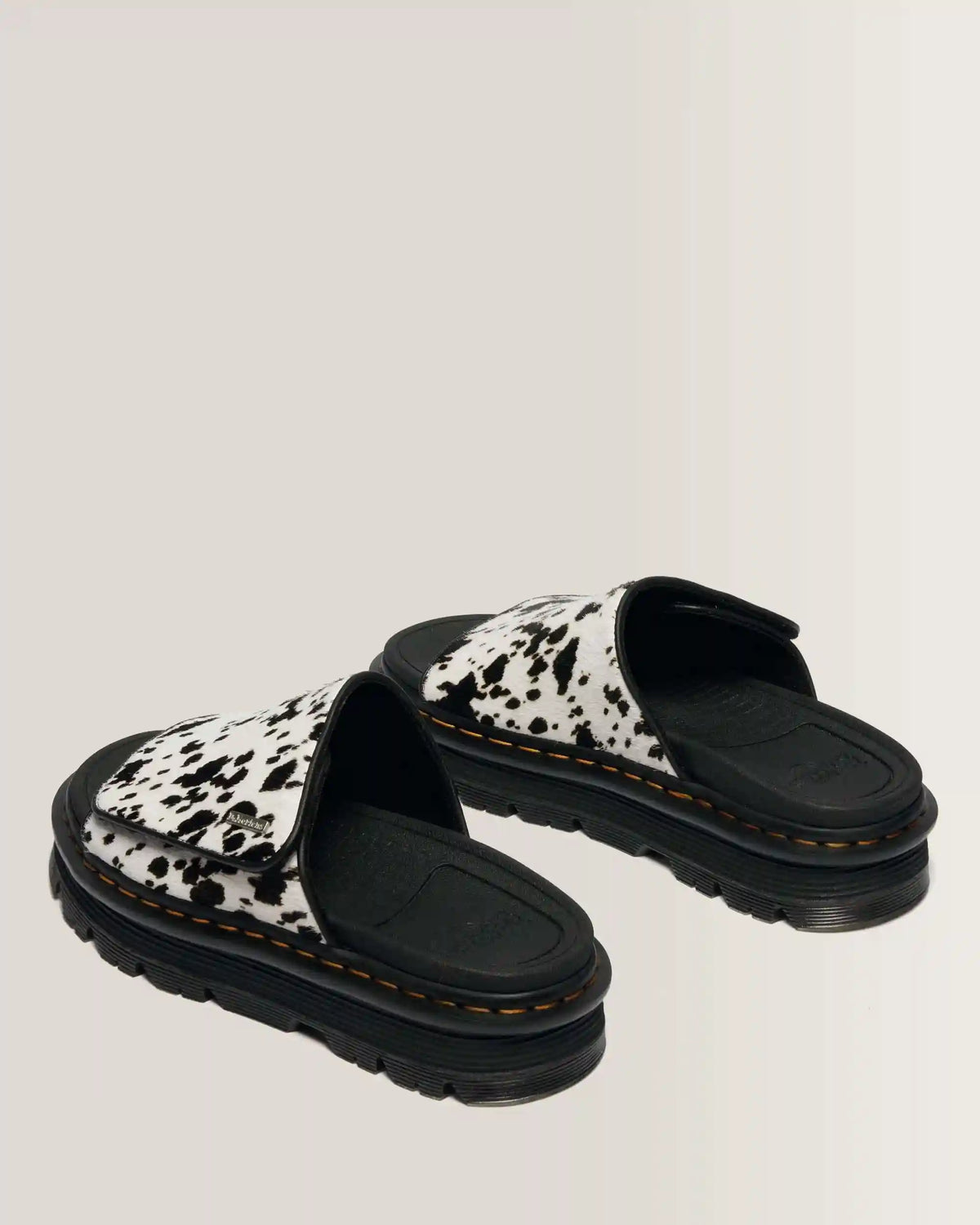 Zebzag Dalmatian Hair On Leather Platform Slides