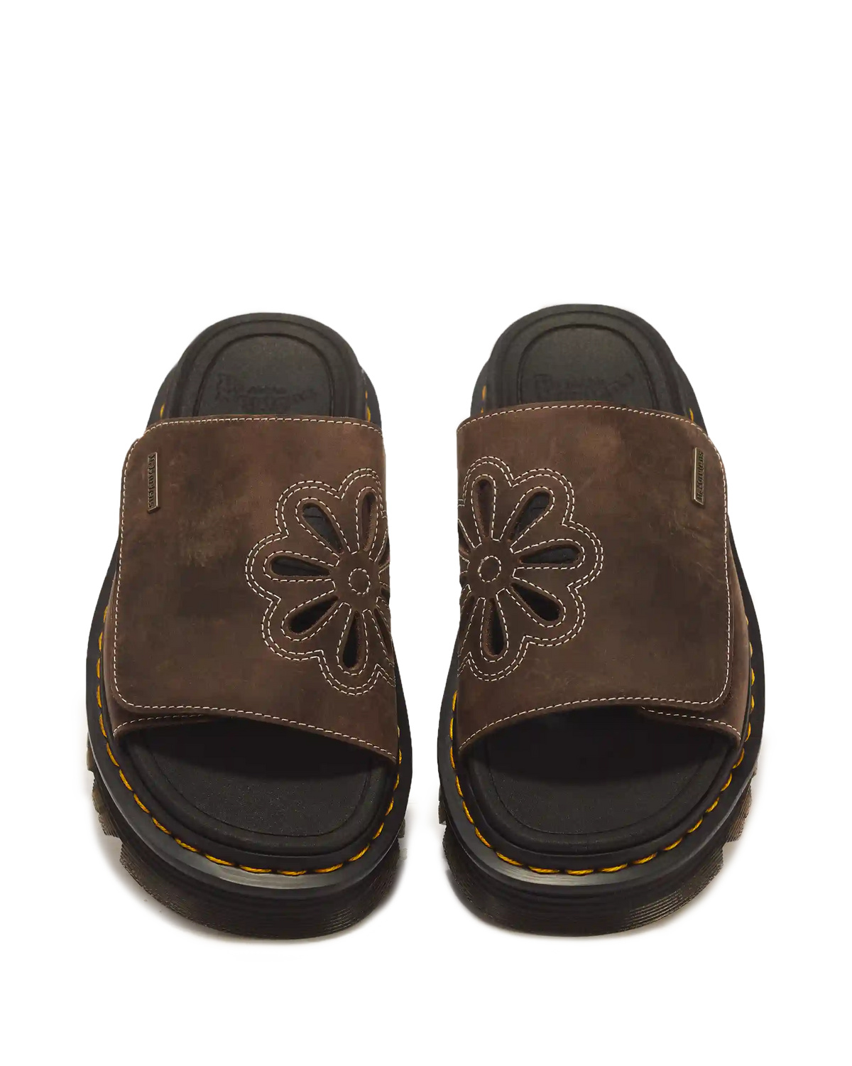 Zebzag Flower Crazy Horse Leather Slides
