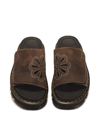 Zebzag Flower Crazy Horse Leather Slides