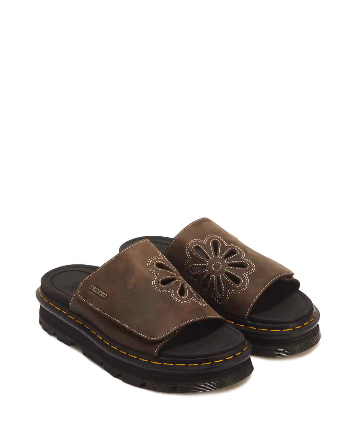 Zebzag Flower Crazy Horse Leather Slides