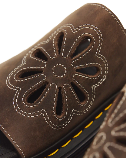Zebzag Flower Crazy Horse Leather Slides