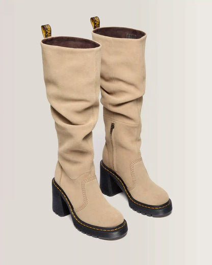 Kasey Suede Knee High Heeled Boots