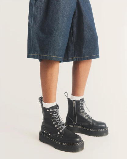 Jadon Monochrome Sendal Leather Platform Boots