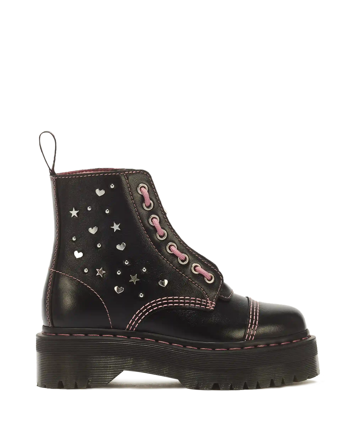 Sinclair Hearts & Stars 8 Eye Leather Platform Boots