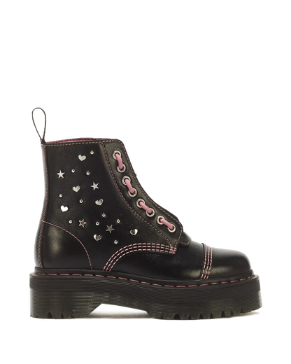 Sinclair Hearts & Stars 8 Eye Leather Platform Boots