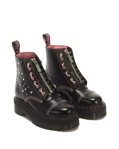 Sinclair Hearts & Stars 8 Eye Leather Platform Boots