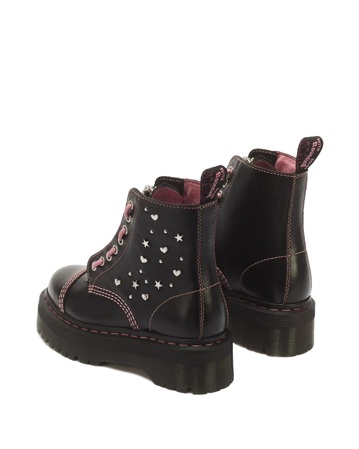Sinclair Hearts & Stars 8 Eye Leather Platform Boots