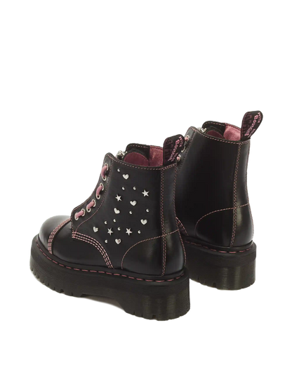 Sinclair Hearts & Stars 8 Eye Leather Platform Boots