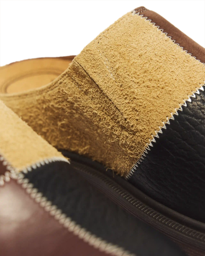 San Patchwork Leather & Nubuck Mules