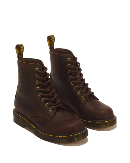 1460 Pascal Deboss Floral 8 Eye Crazy Horse Leather Boots