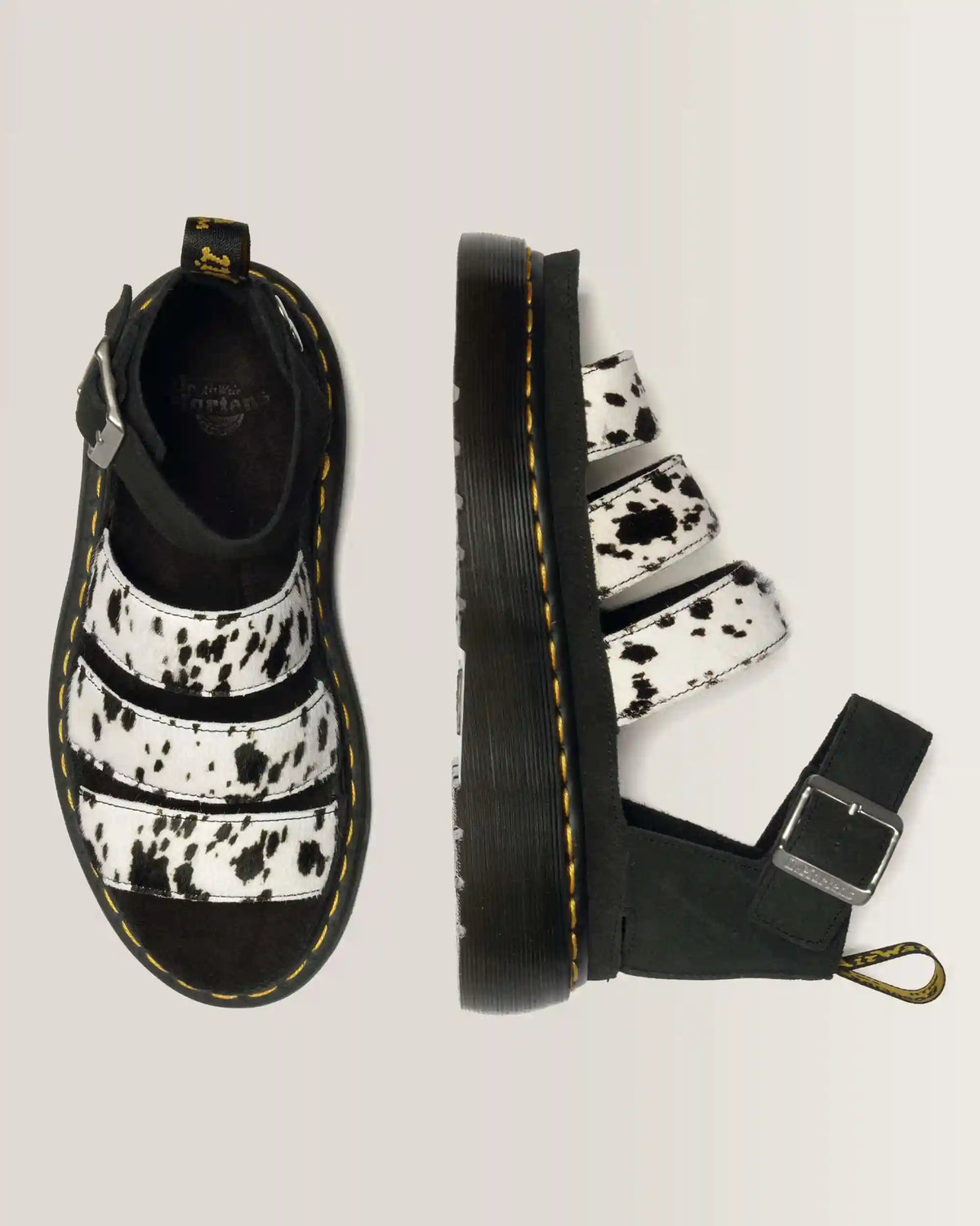 Clarissa Strap Hair On Leather Quad Sandals