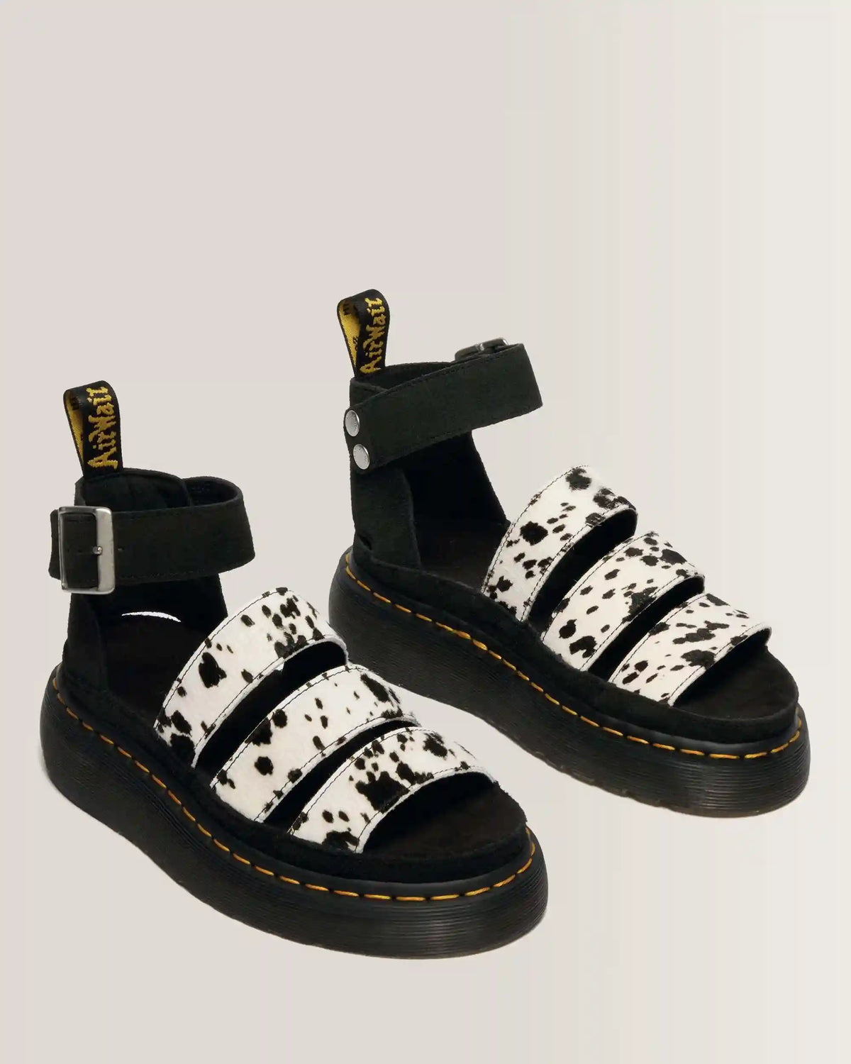 Clarissa Strap Hair On Leather Quad Sandals