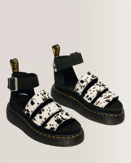 Clarissa Strap Hair On Leather Quad Sandals