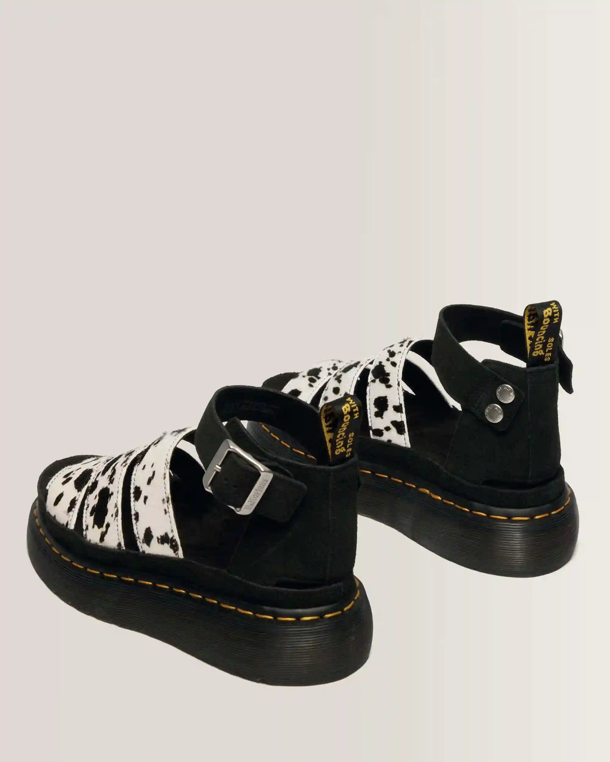 Clarissa Strap Hair On Leather Quad Sandals