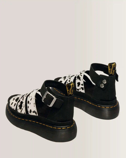 Clarissa Strap Hair On Leather Quad Sandals