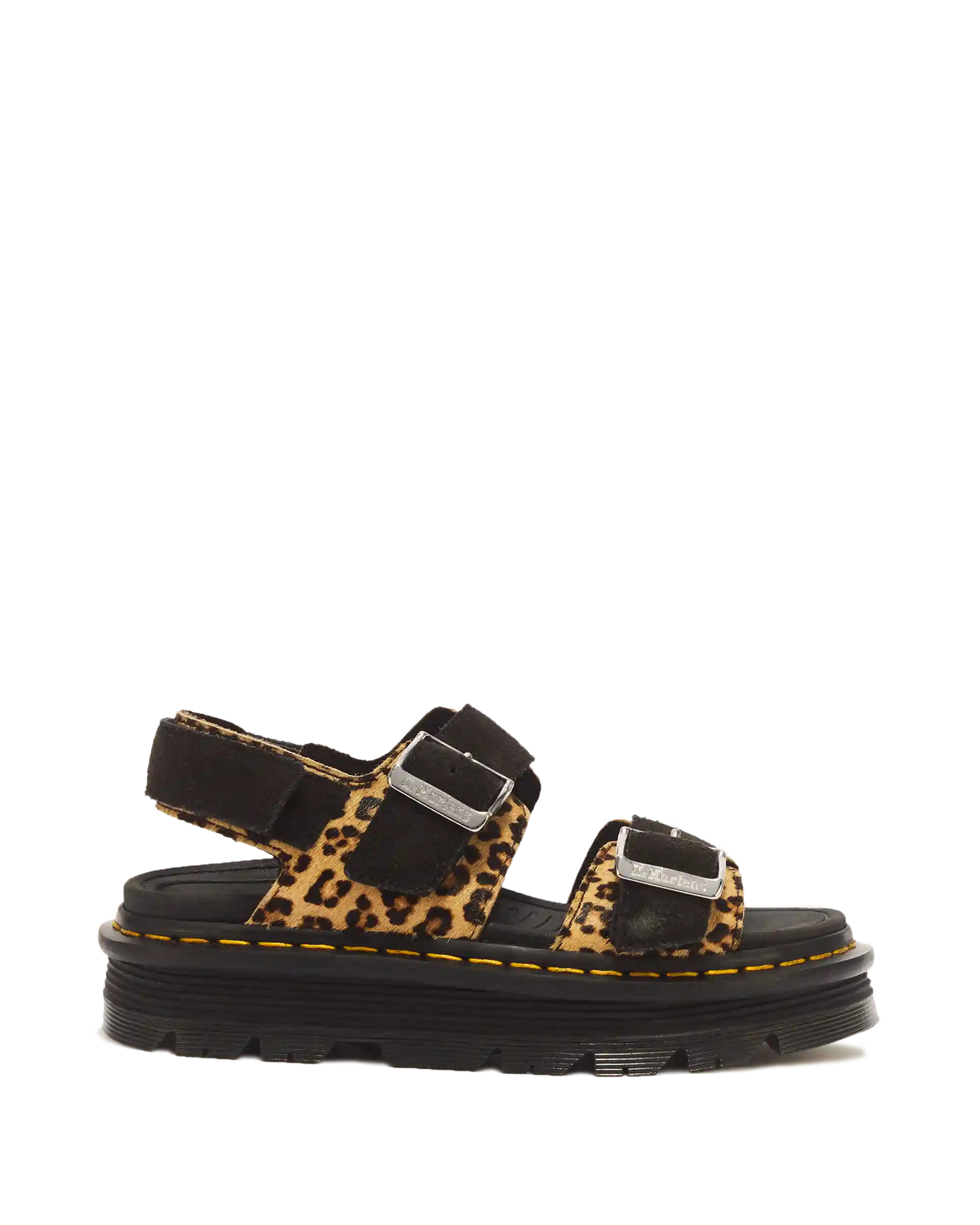 Zebzag Leopard Hair On Leather Sandals