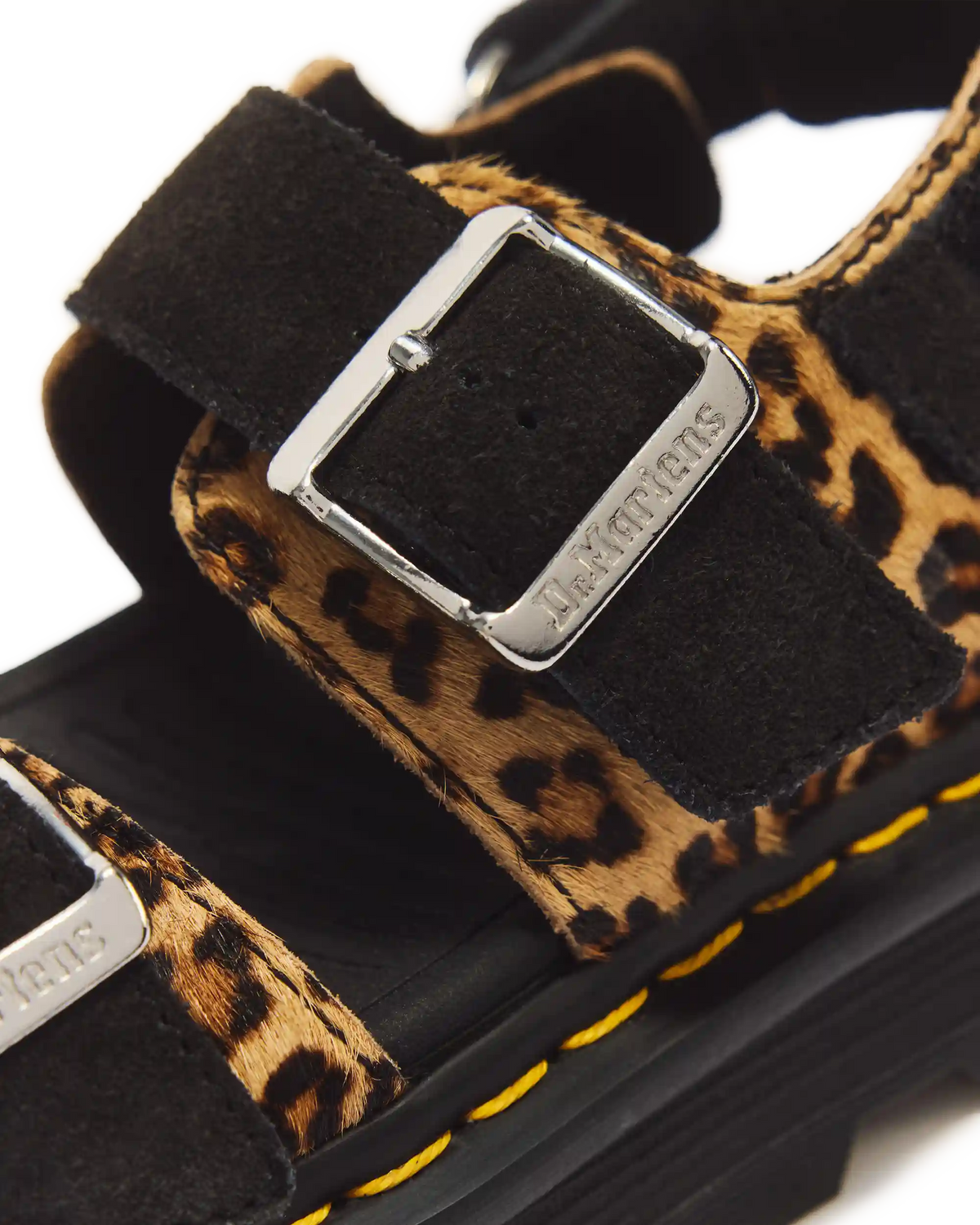 Zebzag Leopard Hair On Leather Sandals
